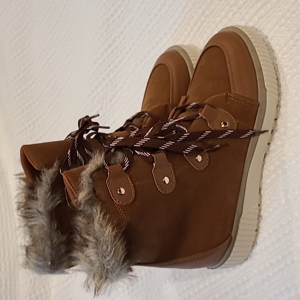 Never Worn Faux Fur trimmed Boots